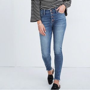 10" High-Rise Skinny Jeans Button-Front